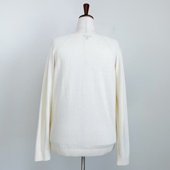 Talbots Sparkle Sequined Embellished Cream Sweater - Picture 8 of 9